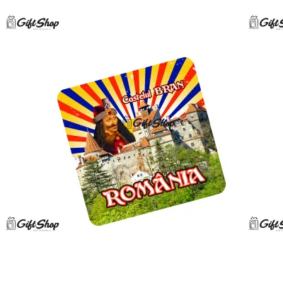 Castelul bran, vlad tepes, suport coster din lemn, model b